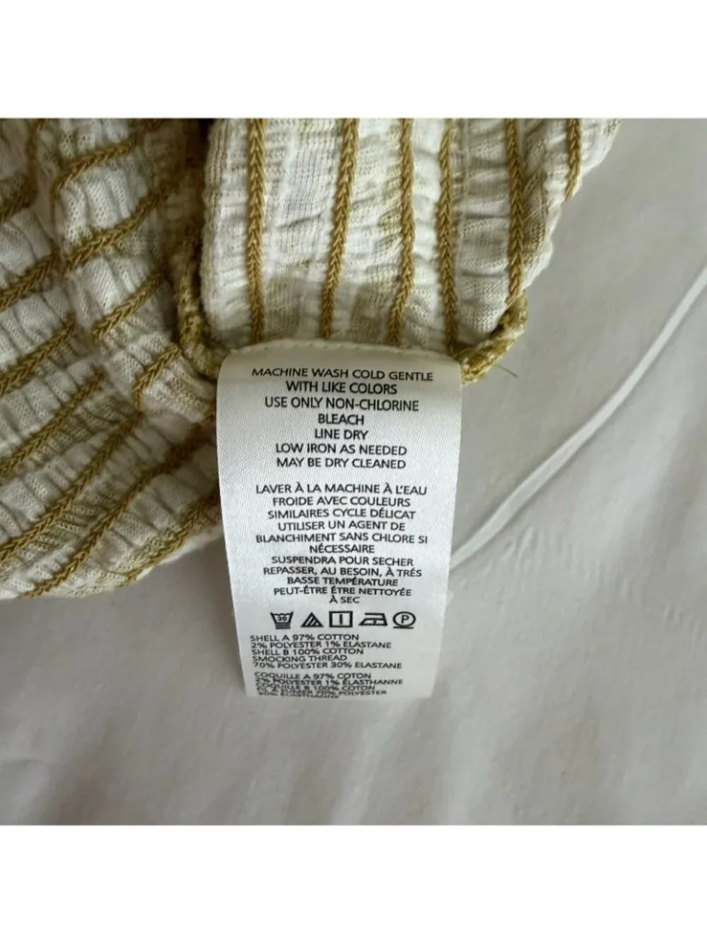Anthropologie XL Chartreuse Yellow Seersucker Smocked Puff-Sleeve Crop Top - Picture 15 of 15